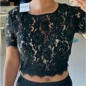 Forever 21 Black Lace Crop Top